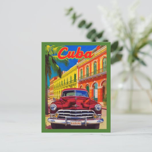 Havana Cuba Retro Reizen – koloniale oude auto Briefkaart (Staand voorkant)