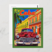 Havana Cuba Retro Reizen – koloniale oude auto Briefkaart (Voorkant / Achterkant)