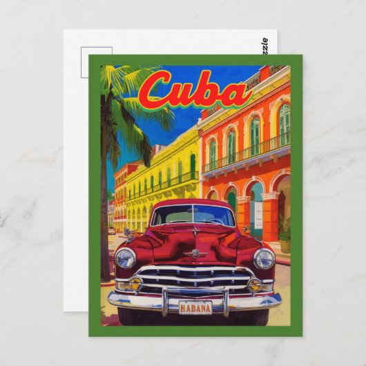 Havana Cuba Retro Reizen – koloniale oude auto Briefkaart (Voorkant / Achterkant)