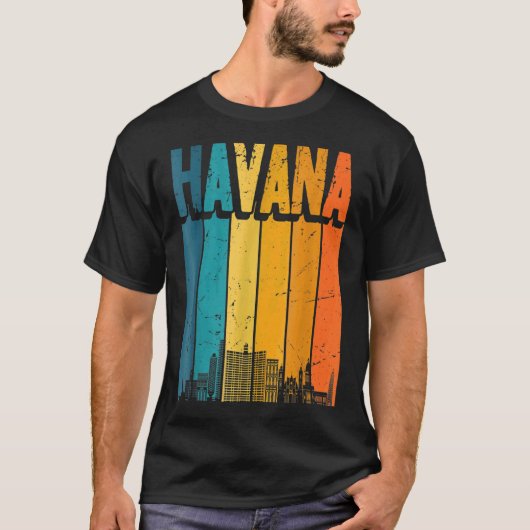 Havana Cuba Retro  Sunset Skyline Havana T-shirt (Voorkant)