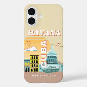 Havana Cuba Retro Travel Art iPhone 16 Hoesje