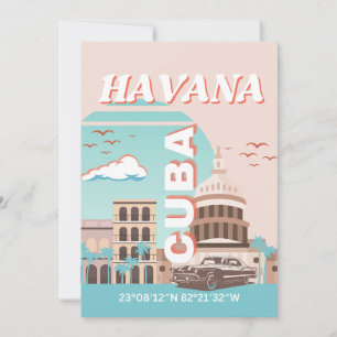 Havana Cuba Retro Travel Art Feestdagenkaart