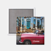 Havana Cuba Rode Oude Auto         Magneet (Voorkant / Achterkant)