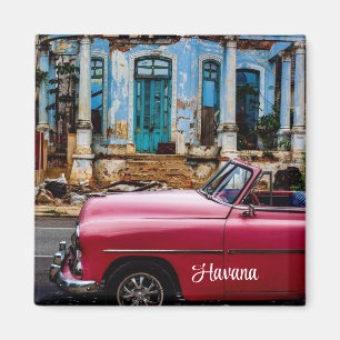Havana Cuba Rode Oude Auto         Magneet