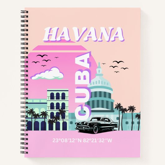 Havana Cuba Roze Reiskunst Notitieboek (Voorkant)