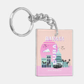 Havana Cuba Roze Reiskunst Sleutelhanger (Voorkant Links)