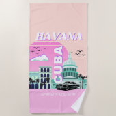 Havana Cuba Roze Reiskunst Strandlaken (Voorkant)