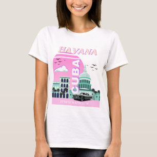 Havana Cuba Roze Reiskunst T-shirt