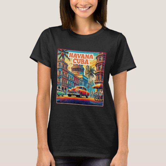 Havana Cuba Shirten Familiereis Toeristische Vinta T-shirt (Voorkant)
