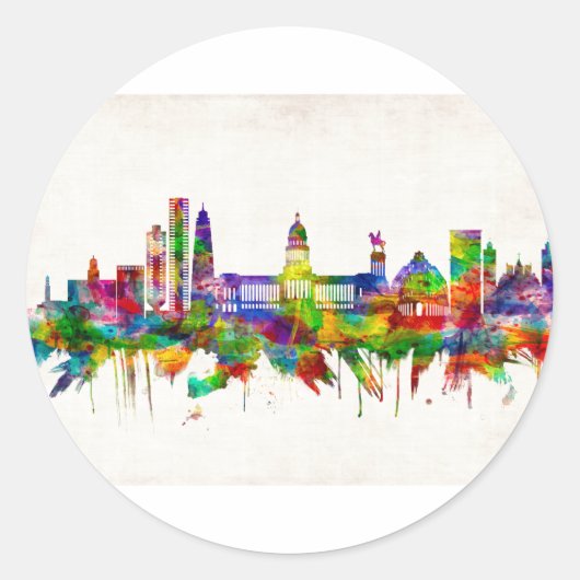 Havana Cuba Skyline Ronde Sticker (Voorkant)