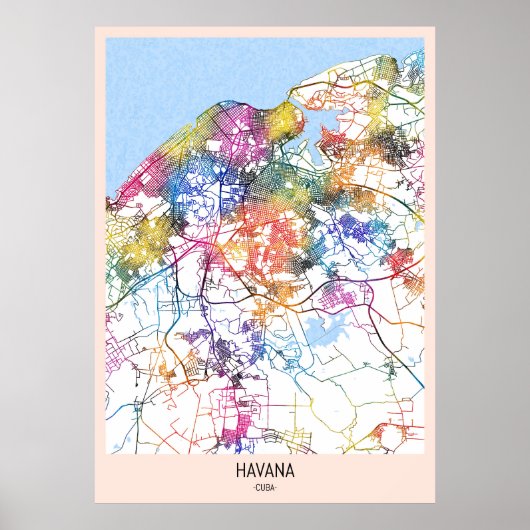 Havana Cuba Stadsplattegrond Poster (Voorkant)