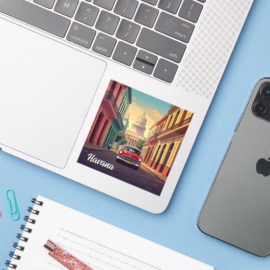 Havana Cuba Sticker (Laptop met iPhone)