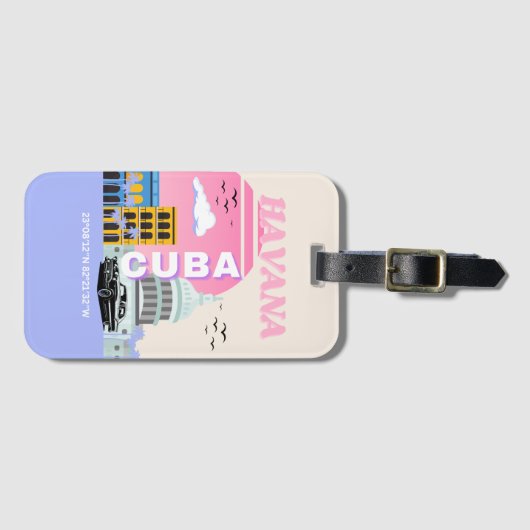 Havana Cuba Travel Art Bagagelabel (Voorkant (horizontaal))