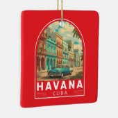Havana Cuba Travel Art Emblem Keramisch Ornament (Rechts)