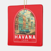 Havana Cuba Travel Art Emblem Keramisch Ornament (Links)