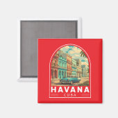 Havana Cuba Travel Art Emblem Magneet (Voorkant / Achterkant)