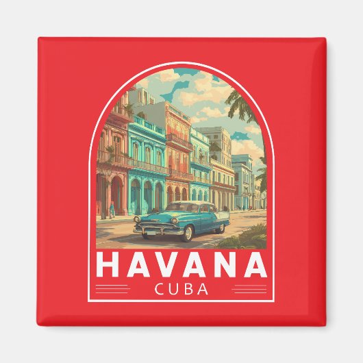 Havana Cuba Travel Art Emblem Magneet (Voorkant)
