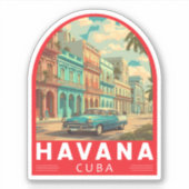 Havana Cuba Travel Art Emblem Sticker (Voorkant)
