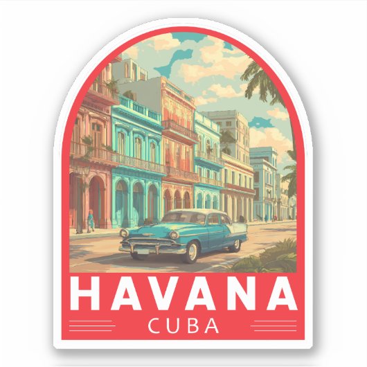 Havana Cuba Travel Art Emblem Sticker (Voorkant)