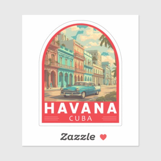Havana Cuba Travel Art Emblem Sticker (Vel)