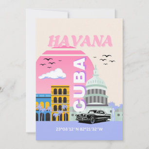 Havana Cuba Travel Art Feestdagenkaart