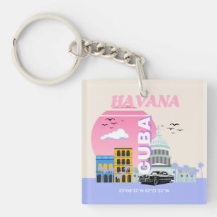 Havana Cuba Travel Art Sleutelhanger