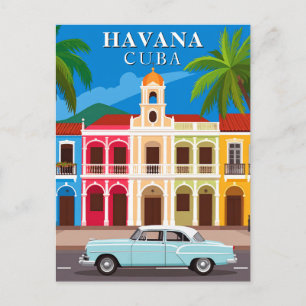 Havana Cuba Travel Vintage Auto en Architectuur Briefkaart