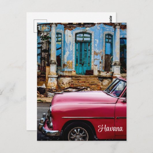 Havana Cuba - Uitnodiging tot het gebruik van rode (Voorkant / Achterkant)