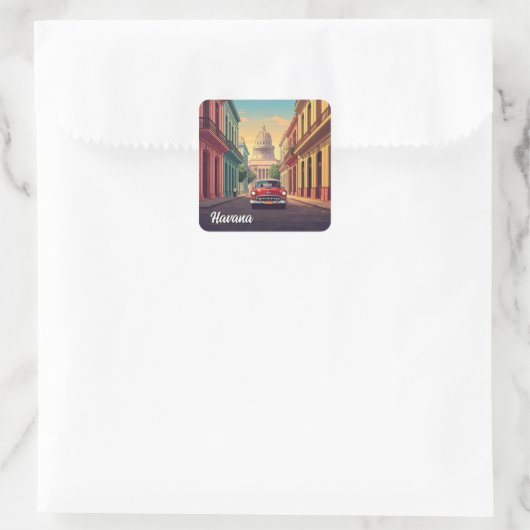 Havana Cuba Vierkante Sticker (Tas)