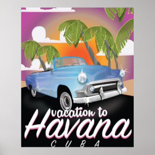 Havana, Cuba Vintage auto vakantie Poster