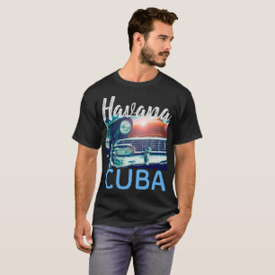 Havana Cuba Vintage Car Street Foto, mannen T-shirt