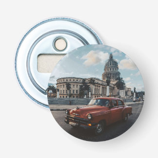 Havana Cuba Vintage Klassieke Auto  Button Flesopener