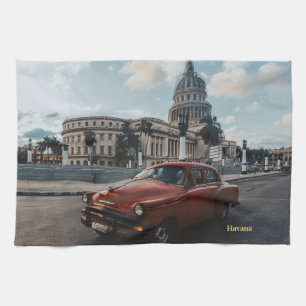 Havana Cuba Vintage Klassieke Auto Theedoek