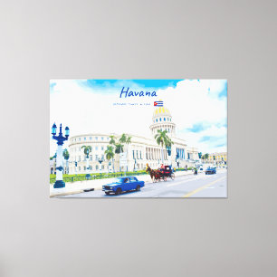 Havana, Cuba - Vintage Klassieke Soul Poster Canvas Afdruk