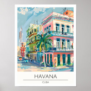 Havana Cuba Vintage Kunst Illustratie Reizen Poster