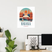 Havana Cuba Vintage Silhouet Poster (Thuiskantoor)