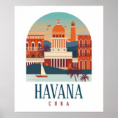 Havana Cuba Vintage Silhouet Poster (Voorkant)