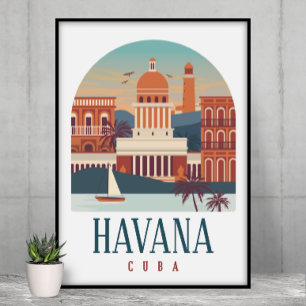 Havana Cuba Vintage Silhouet Poster