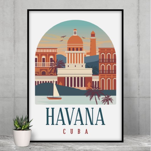 Havana Cuba Vintage Silhouet Poster