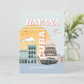 Havana Cuba Vintage Travel Art Feestdagenkaart (Staand voorkant)