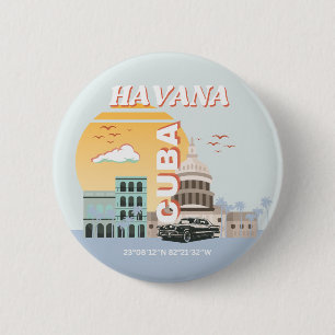 Havana Cuba Vintage Travel Art Ronde Button 5,7 Cm