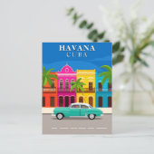 Havana Cuba Vintage Travel Car Briefkaart (Staand voorkant)