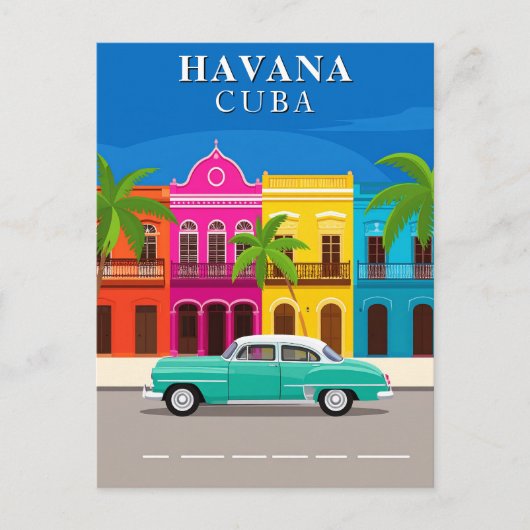 Havana Cuba Vintage Travel Car Briefkaart (Voorkant)