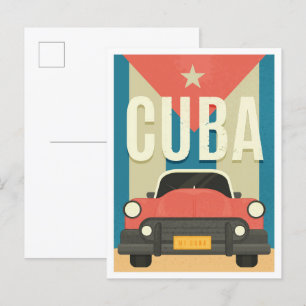 Havana Cuba Vintage Travel Illustratie Briefkaart