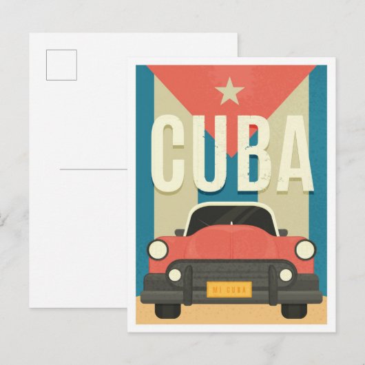 Havana Cuba Vintage Travel Illustratie Briefkaart (Voorkant / Achterkant)