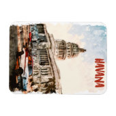 Havana Cuba Vintage Travel Waterverf Magneet (Horizontaal)