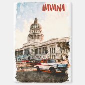 Havana Cuba Vintage Travel Waterverf Magneet (Voorkant)