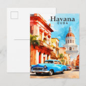 Havana Cuba Waterverf schilderij reizen Briefkaart (Voorkant / Achterkant)