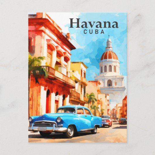 Havana Cuba Waterverf schilderij reizen Briefkaart (Voorkant)