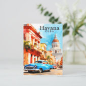 Havana Cuba Waterverf schilderij reizen Briefkaart (Staand voorkant)
